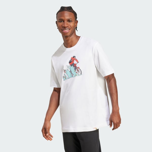 Branco Camiseta Estampada Doodle Hunt Bike