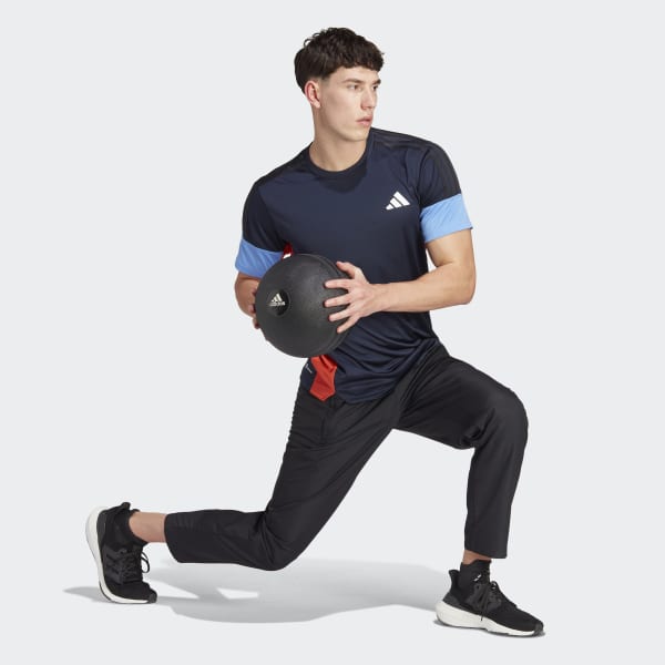 Blue Training Colorblock 3-Stripes Tee