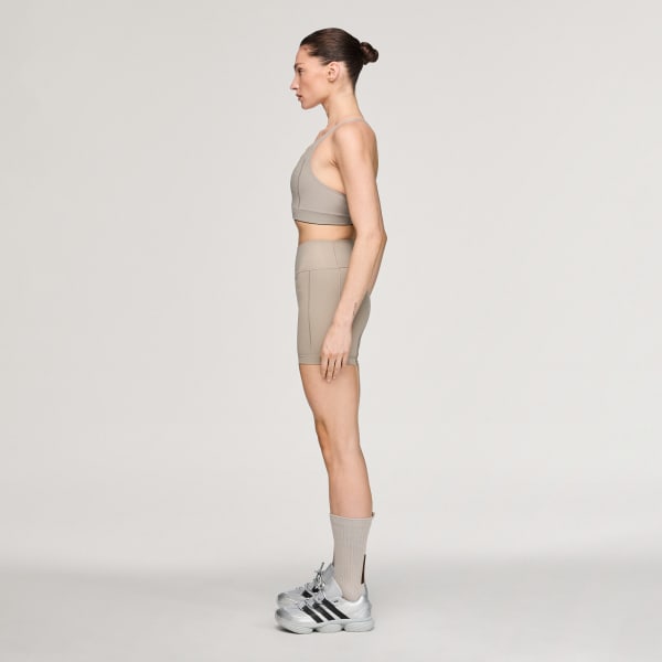 Beige adidas x entire studios Optime Short Training Leggings