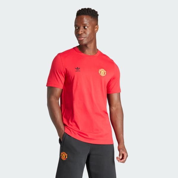 สีแดง เสื้อยืด Manchester United Essentials Trefoil