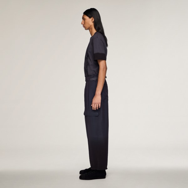 グレー Y-3 CRINKLE VISCOSE SUSPENDER PANTS