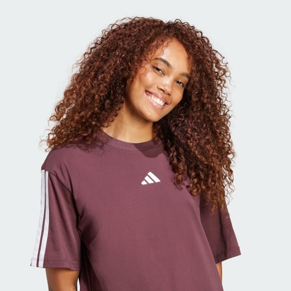 Tシャツ・カットソー ADIDAS ESSENTIAL 3S BOYFRIEND TEE 5FT1735 adidas Essentials 3-Stripes Boyfriend Tee - Burgundy | Free