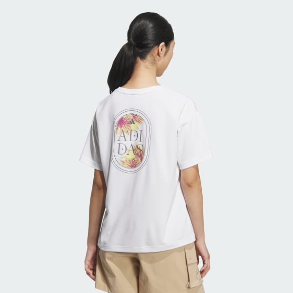 ホワイト カラット グラフィック ルーズフィット半袖Tシャツ