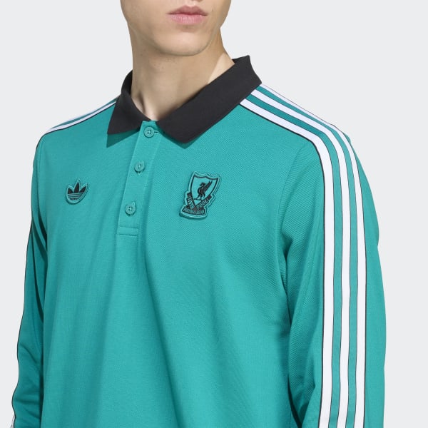 adidas Liverpool FC Terrace Icons Long Sleeve Polo Shirt - Green