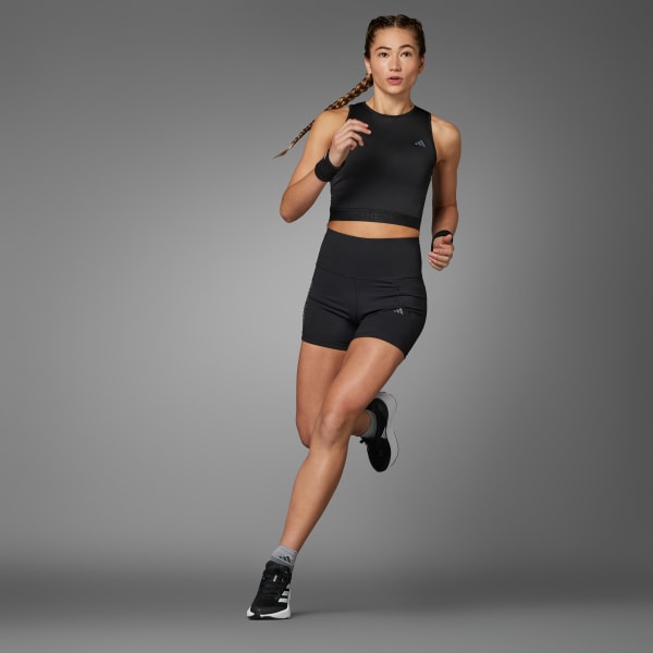 adidas Adizero Running Crop Tank Top - Black, Women's Running