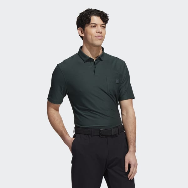 Green polo shop black pants