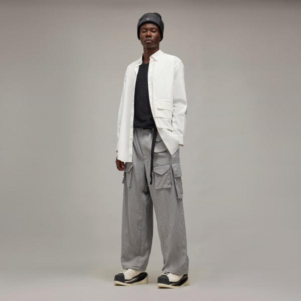 Grey Y-3 Washed Twill Cargo Pants