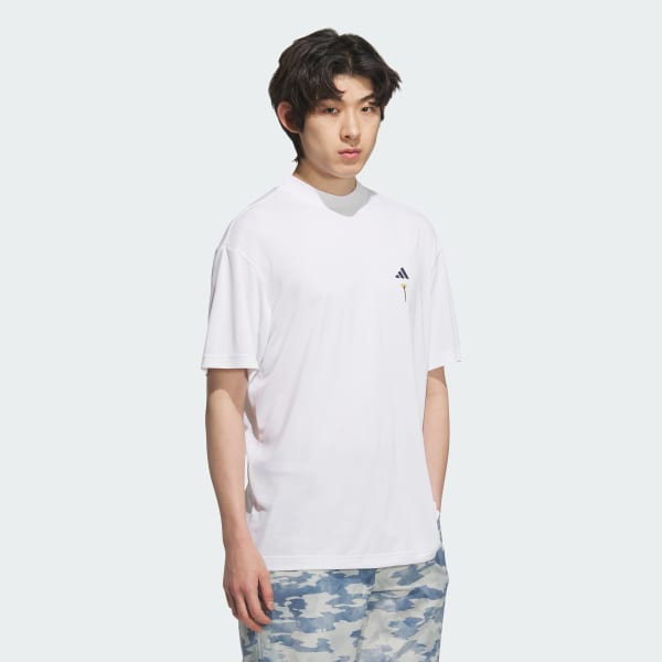 White HEAT.RDY Back Graphic Mock Neck Short Sleeve Tee