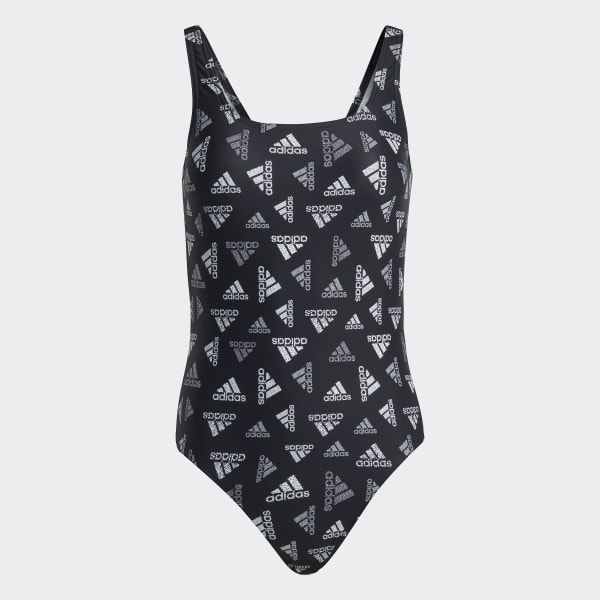 Sort adidas Allover Print Sportswear badedragt