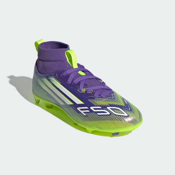 Violeta Bota F50 League Mid para césped natural seco / multisuperficie (infantil)