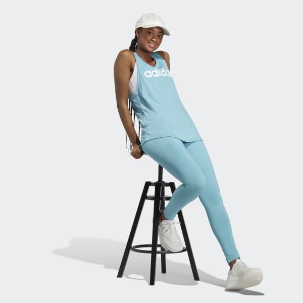 Blue Essentials Loose Logo Tank Top