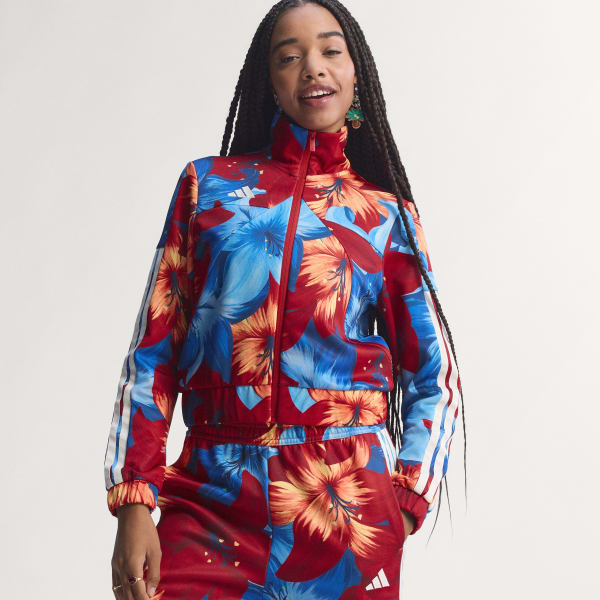 Niebieski BLUZA DRESOWA ADIDAS x FARM RIO HOUSE OF TIRO