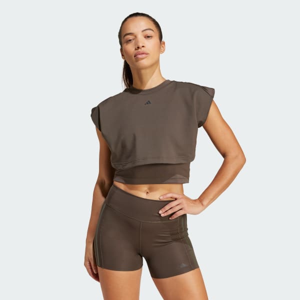 Verde Camiseta sin mangas Power Boxy French Terry 3 bandas