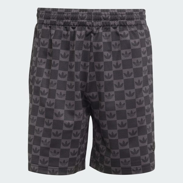 สีดำ กางเกงขาสั้นผ้าตาข่าย Monogram Regular