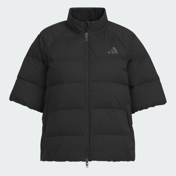 Black 쇼트 슬리브 다운 폰초