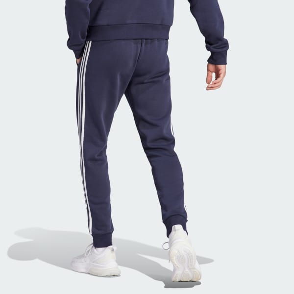 Μπλε Essentials Fleece 3-Stripes Tapered Cuff Pants