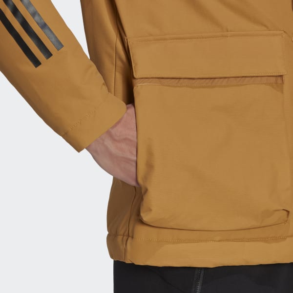 Brown Utilitas 3-Stripes Hooded Jacket (Gender Neutral) AV275