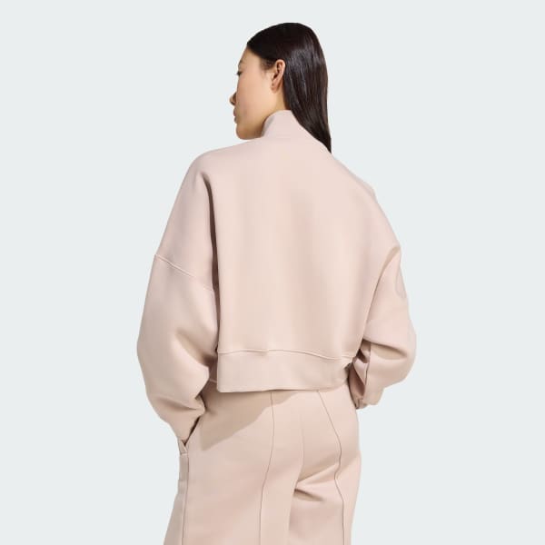 Brown Off Placed 3-Stripes Zip Up