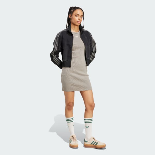 adidas Essentials Rib Tank Dress Washed - Green | Free