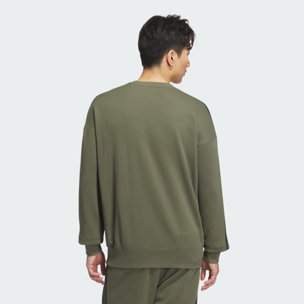 グリーン エッセンシャルズ プラス ルーズフィット スリーストライプス フレンチテリー スウェットシャツ