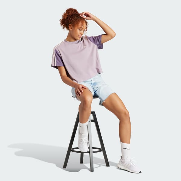 Violet Crop top en jersey Essentials 3-Stripes