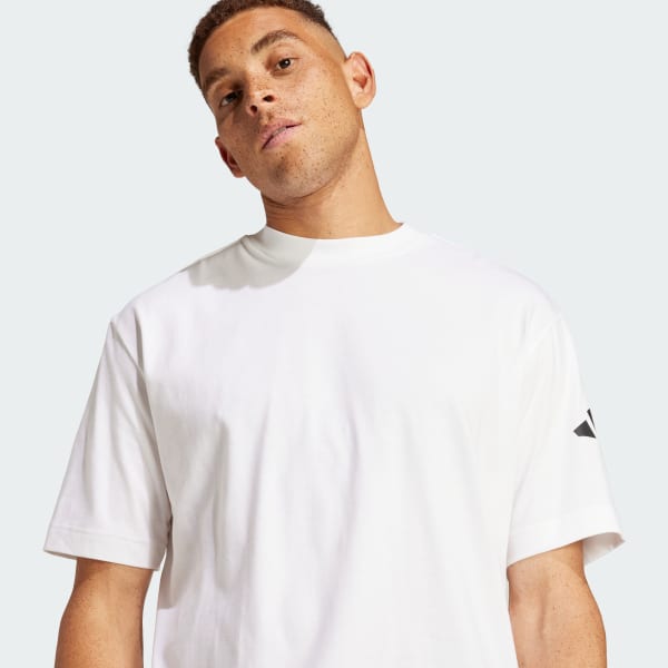 adidas Essentials Loose Fit 3 Bar Logo Tee - White | Free