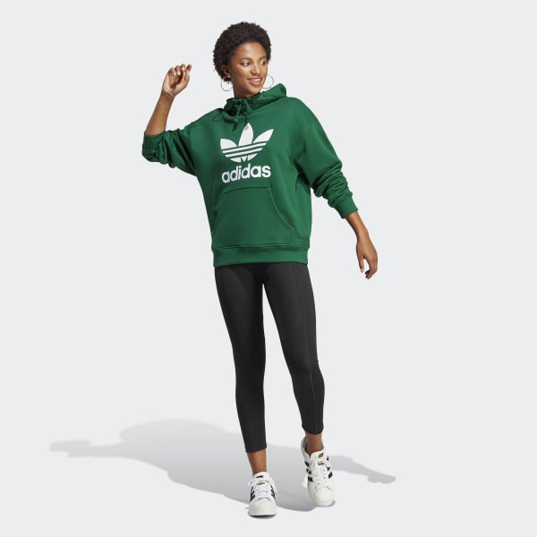 Adidas Women's Originals Trefoil Hoodie Olive Green .