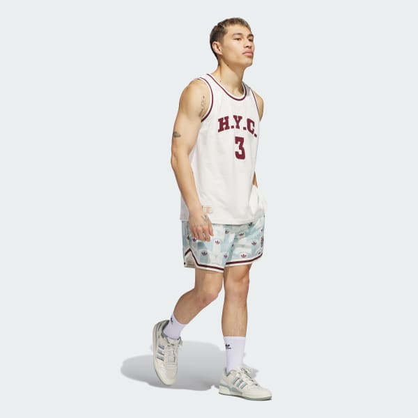 Krem Celana Pendek Penuh Motif Hoop York City (Uniseks)