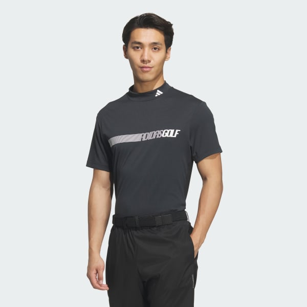 Black MOCK NECK SHORT SLEEVE POLO Shirt