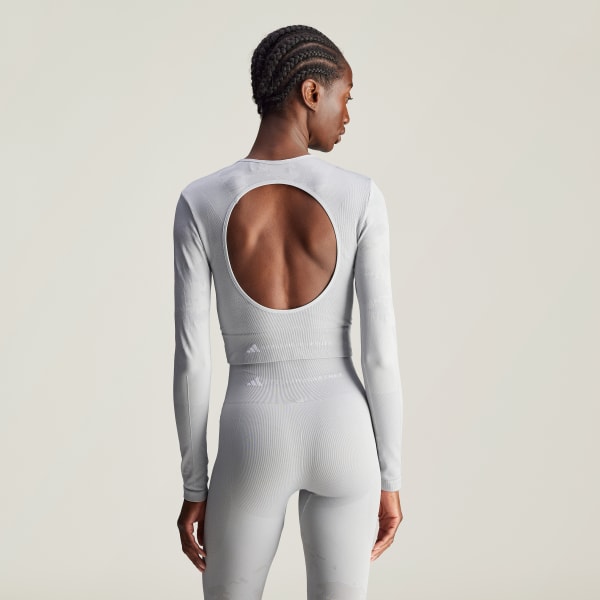 Gri adidas by Stella McCartney TrueStrength Seamless Yoga Uzun Kollu Üst