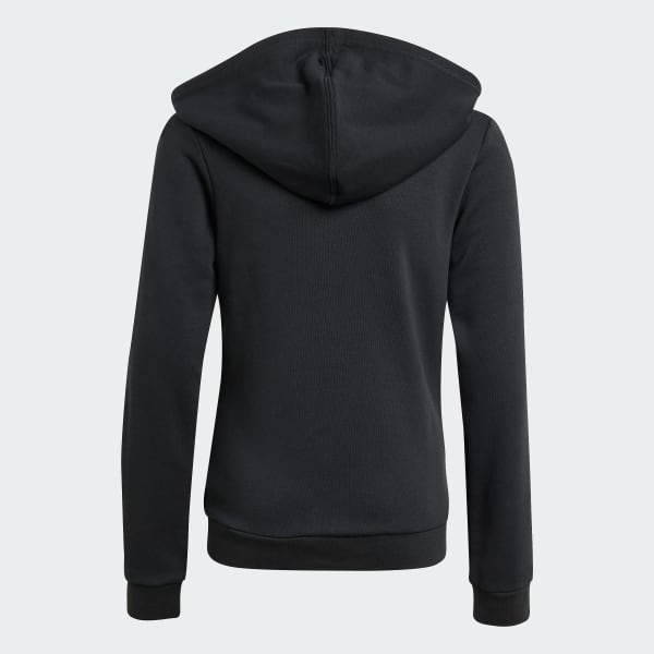 Black Essentials Linear Logo Full-Zip Hoodie