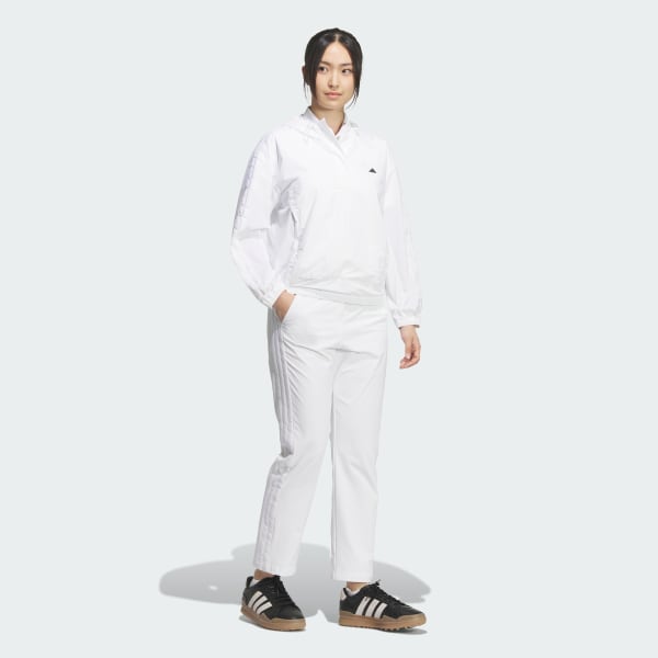 ホワイト スリーストライプス 長袖フードアノラックジャケット