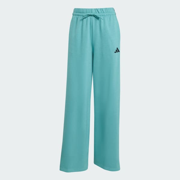 Turquesa Pantalones 3 Franjas con Animal Print y Dobladillo Abierto