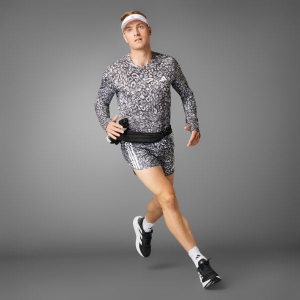 สีเทา กางเกงขาสั้น Own the Run 3-Stripes