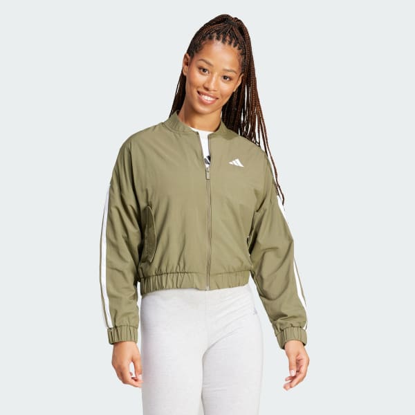 Verde Chaqueta Bómber Lifestyle Essentials 3 Rayas Tejida