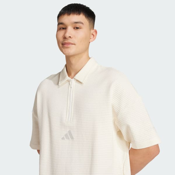 adidas WAFFLE SHORT SLEEVE POLO XXL ホワイト adidas Originals Waffle short sleeve polo shirt in wonder