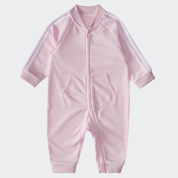 Pink 3-Stripes Tricot Coveralls