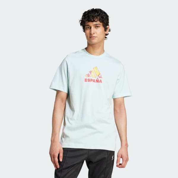Turquoise Spain Football Fan Graphic T-Shirt