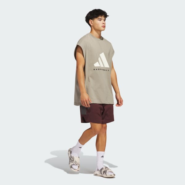 Beige adidas Basketball Sleeveless Tee (Gender Neutral)