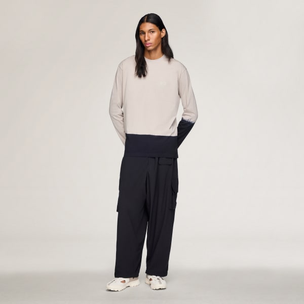 Brown Y-3 DIPPED LONG SLEEVE TEE