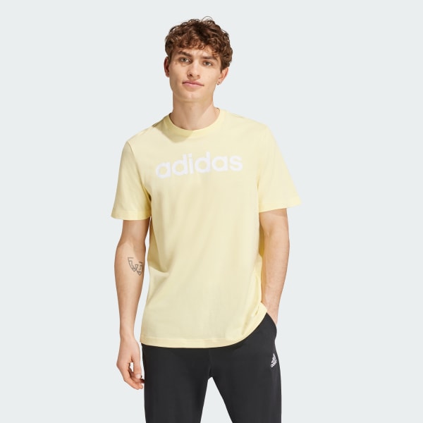Yellow Essentials Single Jersey Linear Embroidered Logo Tee