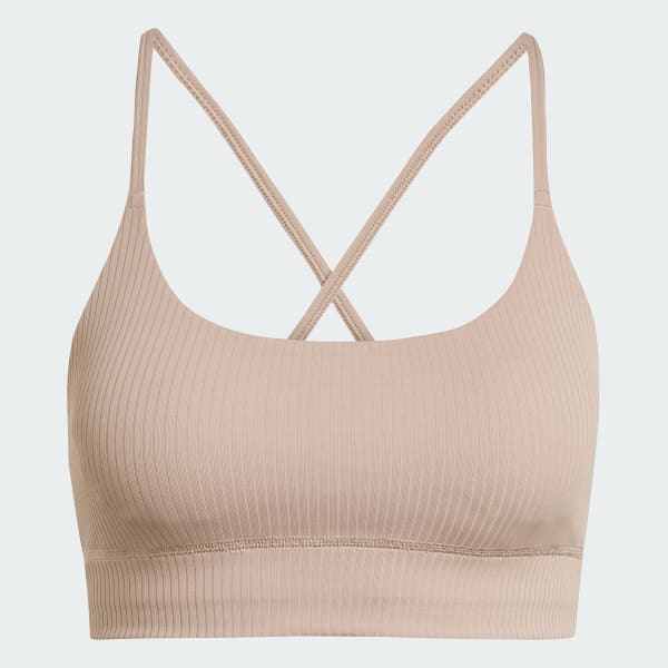 Marrone Reggiseno adidas All Me Light Support Rib Long Line Bra