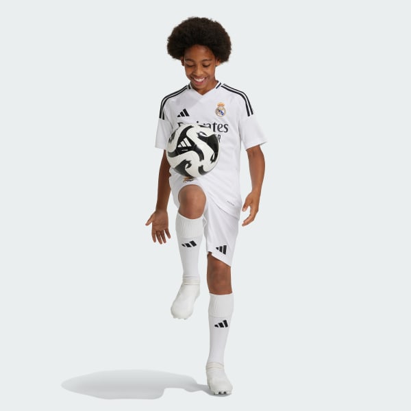 White Real Madrid 24/25 Home Shorts Kids