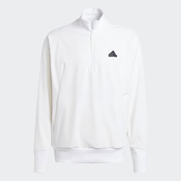 adidas Z.N.E. Woven Quarter-Zip Sweatshirt - White | Free