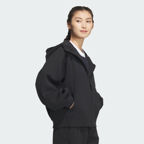 ブラック Z.N.E. JAPAN ルーズフィット フルジップフーディー