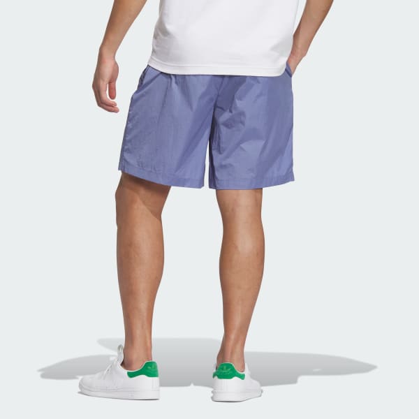 Purple Trefoil Logo Play Football Graphic Light Woven Shorts