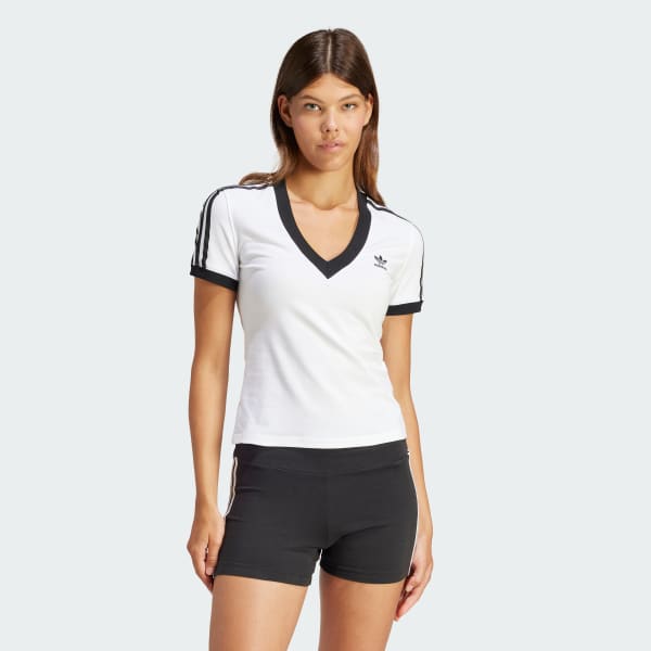 Adidas white v neck t shirt new arrivals