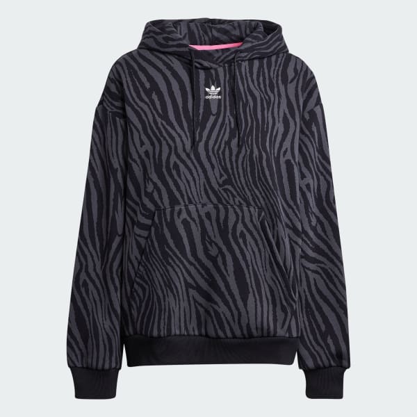 adidas Allover Zebra Animal Print Essentials Hoodie - Grey | Women\'s  Lifestyle | adidas US