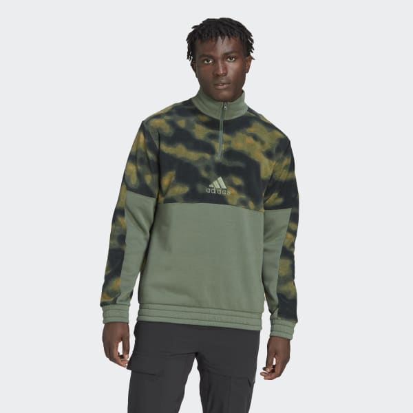 adidas Fleece Nature Allover 1/4-Zip Jacket - Green | Men's | adidas US