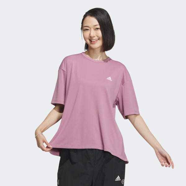 ピンク シーズナル スポーツウェア ルーズフィット ダブルニット リラックス半袖Tシャツ